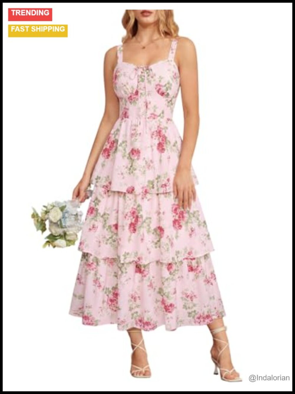 Women's Floral Corset Maxi Dress Lace-Up Tiered Wedding Guest